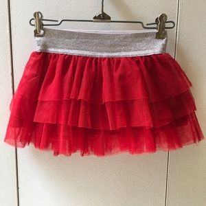 Red Tutu Skirt with Sparkly Silver Waistband